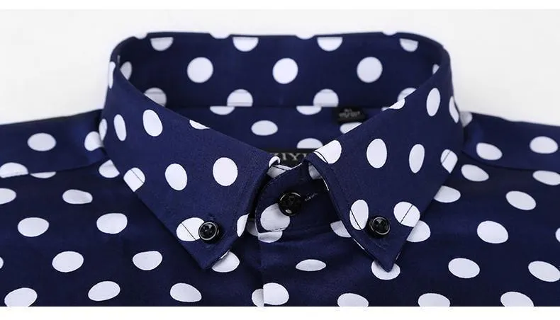Men's Polka Dot Dress Shirt Slim Fit Plus Size Shirts