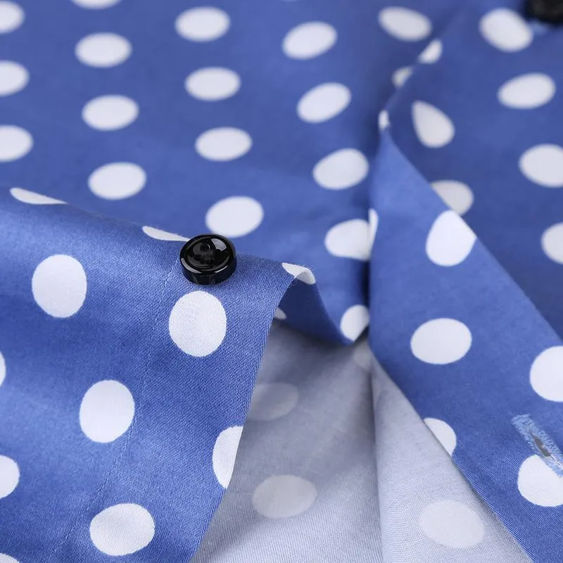 Men's Polka Dot Dress Shirt Slim Fit Plus Size Shirts