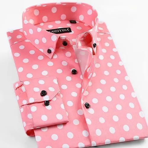 Men's Polka Dot Dress Shirt Slim Fit Plus Size Shirts