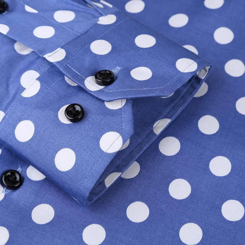 Men's Polka Dot Dress Shirt Slim Fit Plus Size Shirts
