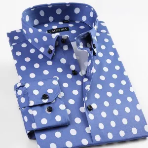 Men's Polka Dot Dress Shirt Slim Fit Plus Size Shirts