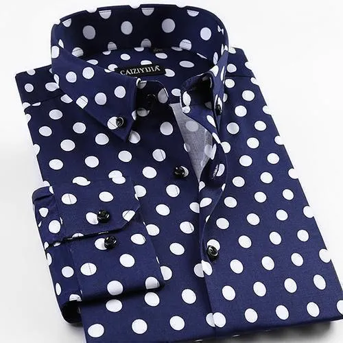 Men's Polka Dot Dress Shirt Slim Fit Plus Size Shirts