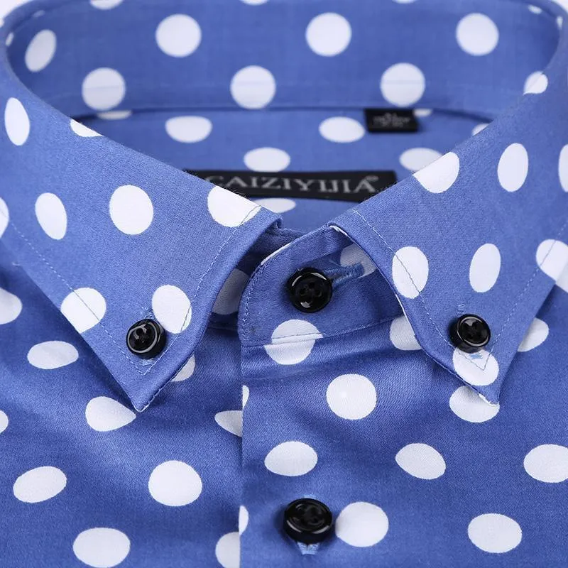 Men's Polka Dot Dress Shirt Slim Fit Plus Size Shirts