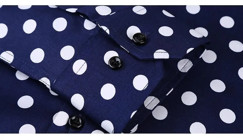Men's Polka Dot Dress Shirt Slim Fit Plus Size Shirts
