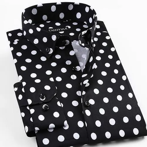 Men's Polka Dot Dress Shirt Slim Fit Plus Size Shirts
