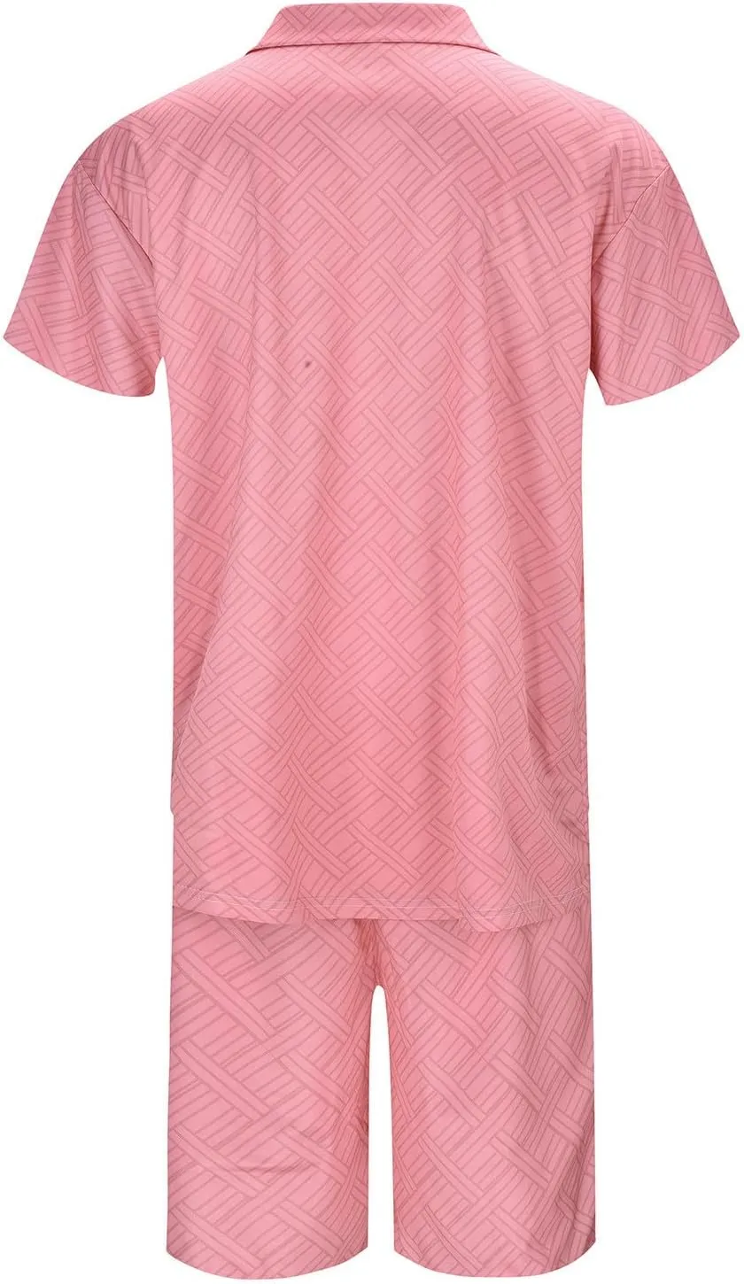 Men's Polo Shirt and Shorts Set Summer Beach Vacation Outfits Fashion Casual Short Sleeve Tracksuit 2 Piece Short Set