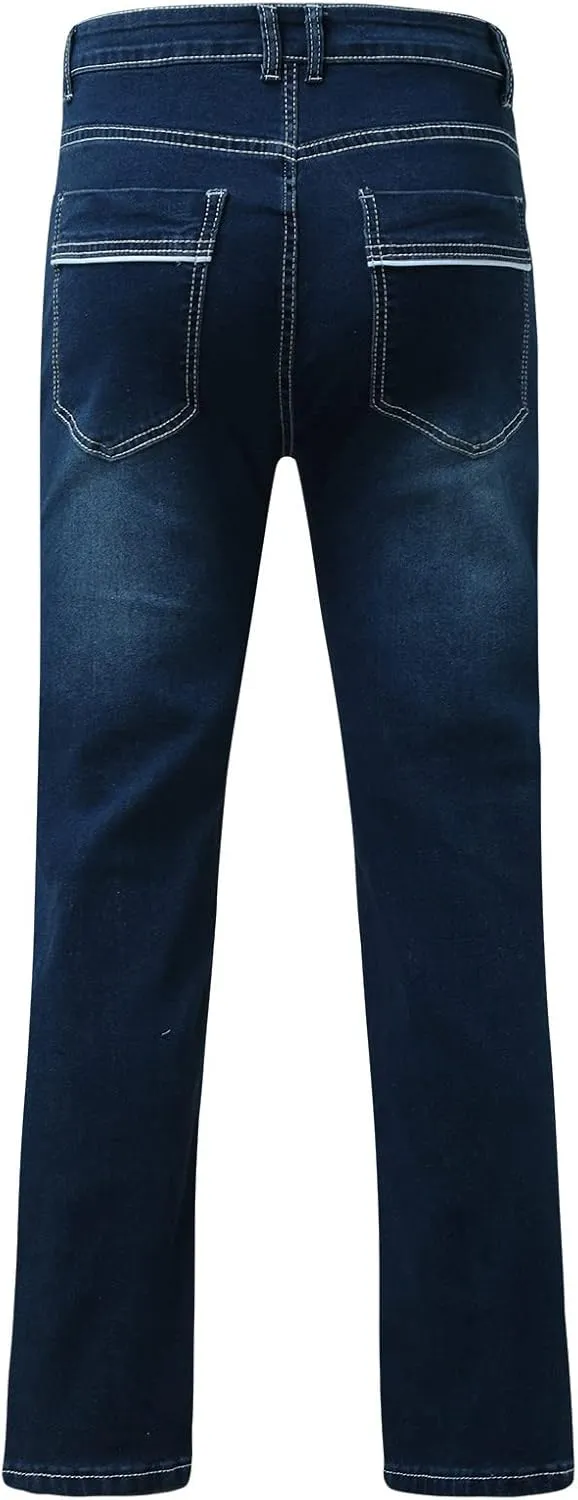 Mens Relaxed Fit Denim Jeans Distressed Stretch Straight Leg Denim Pants Washed Western Cowboys Casual Jean Jegggings