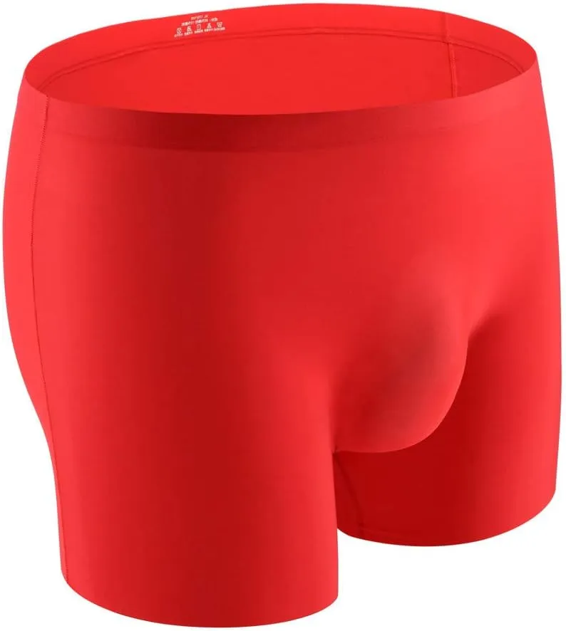 Mens Seamless Underwear Boxer Briefs Bulge Pouch Ice Silk Sexy Thin Breathable Low Waisted Boxer Briefs Stretch Comfy Trunks