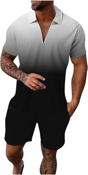 Mens Short Sets Outfits 2 Piece Tracksuits Summer Short Sleeve Shirt and Shorts Set Beach Vacation Outfit Tactical Pants