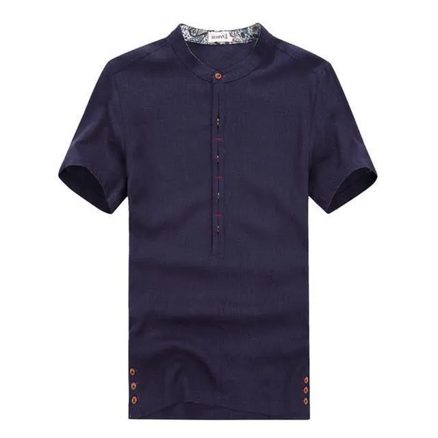 Men's Short Sleeve Shirts High Quality Linen Shirt Plus Size Men's Shirt