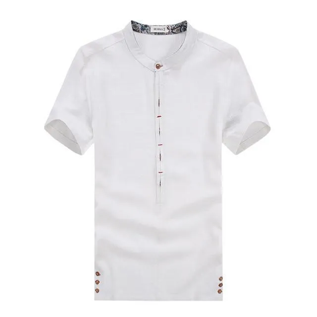 Men's Short Sleeve Shirts High Quality Linen Shirt Plus Size Men's Shirt