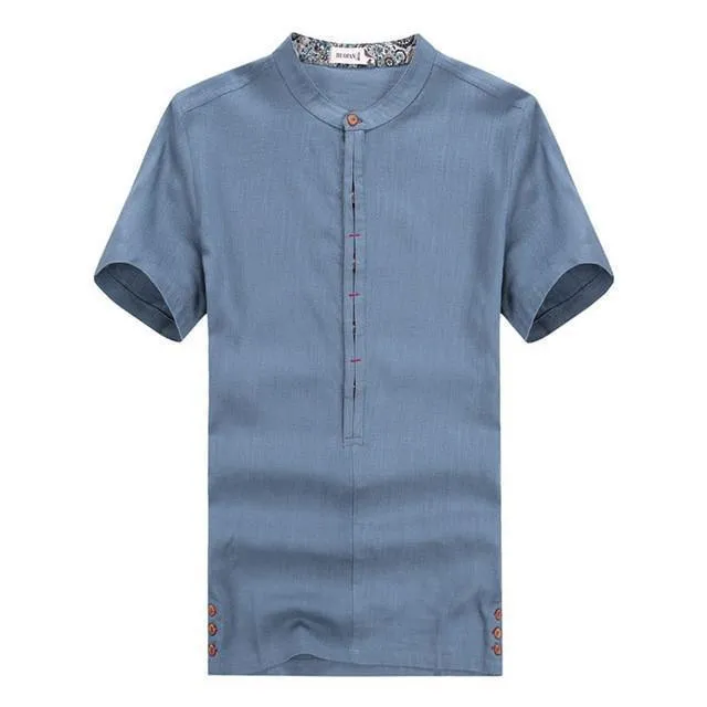 Men's Short Sleeve Shirts High Quality Linen Shirt Plus Size Men's Shirt