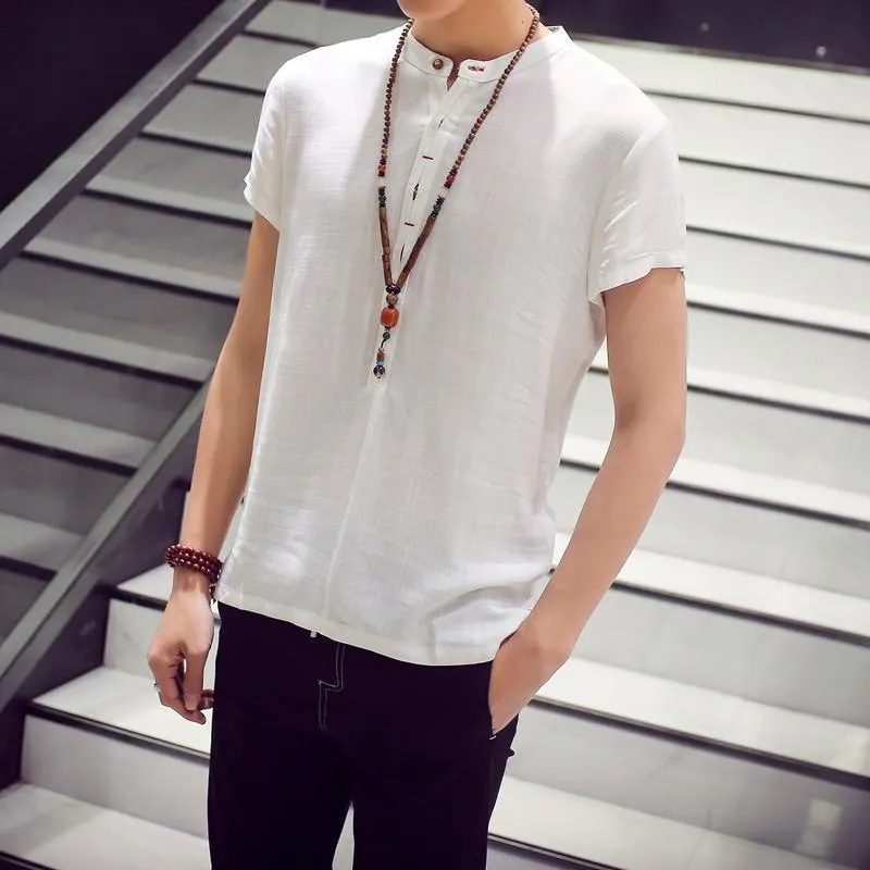 Men's Short Sleeve Shirts High Quality Linen Shirt Plus Size Men's Shirt