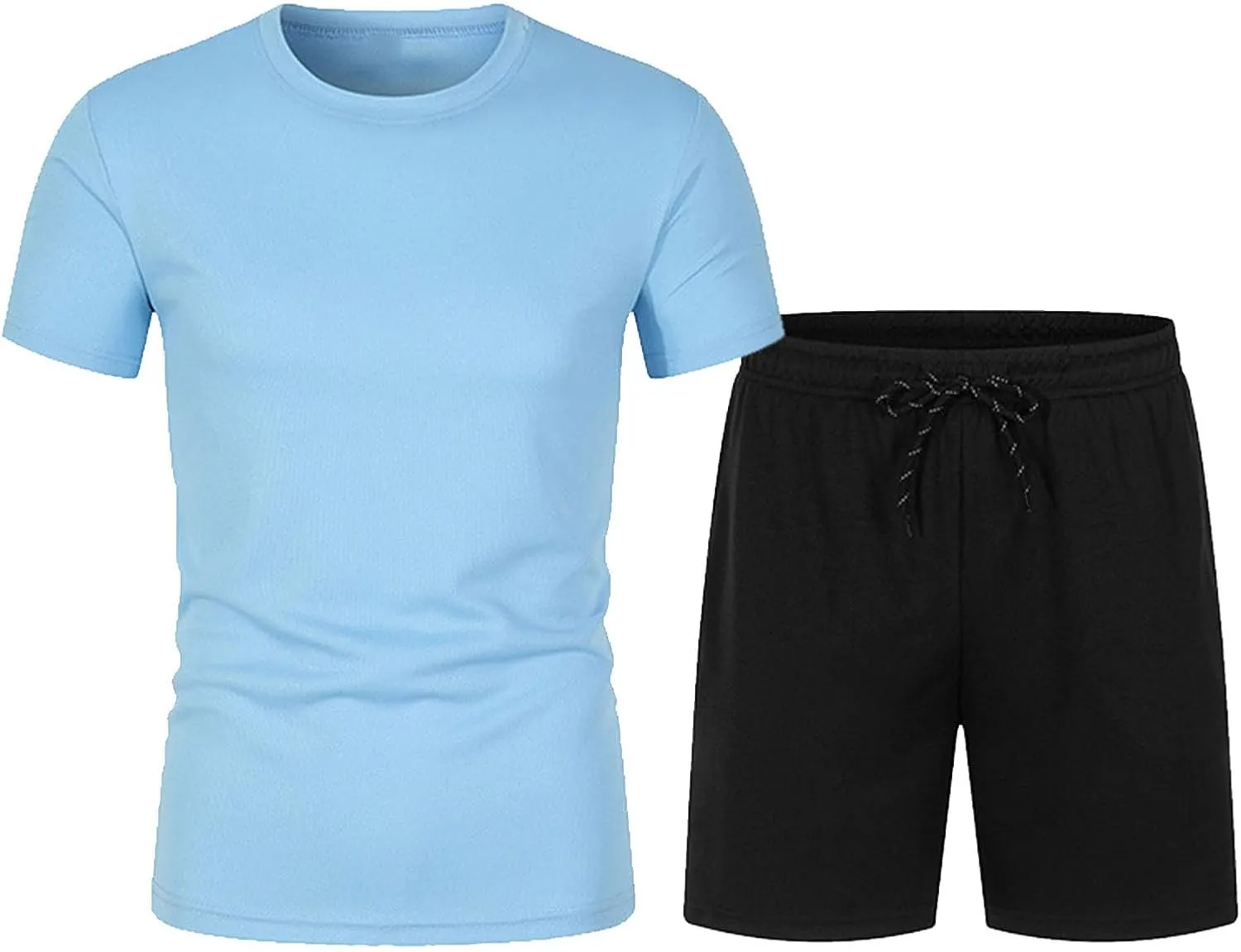 Men's Short Sleeve Tracksuit Summer Training Running 2 Piece Short Sets Men Quick Dry Mesh Lightweight Gym Activewear