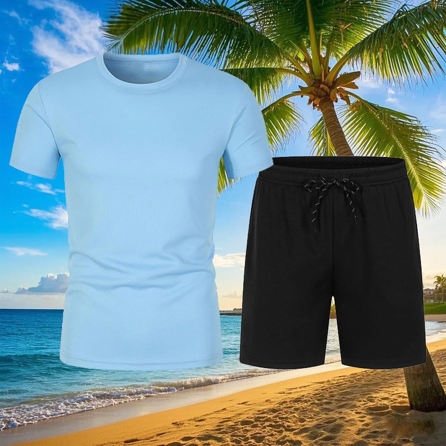 Men's Short Sleeve Tracksuit Summer Training Running 2 Piece Short Sets Men Quick Dry Mesh Lightweight Gym Activewear