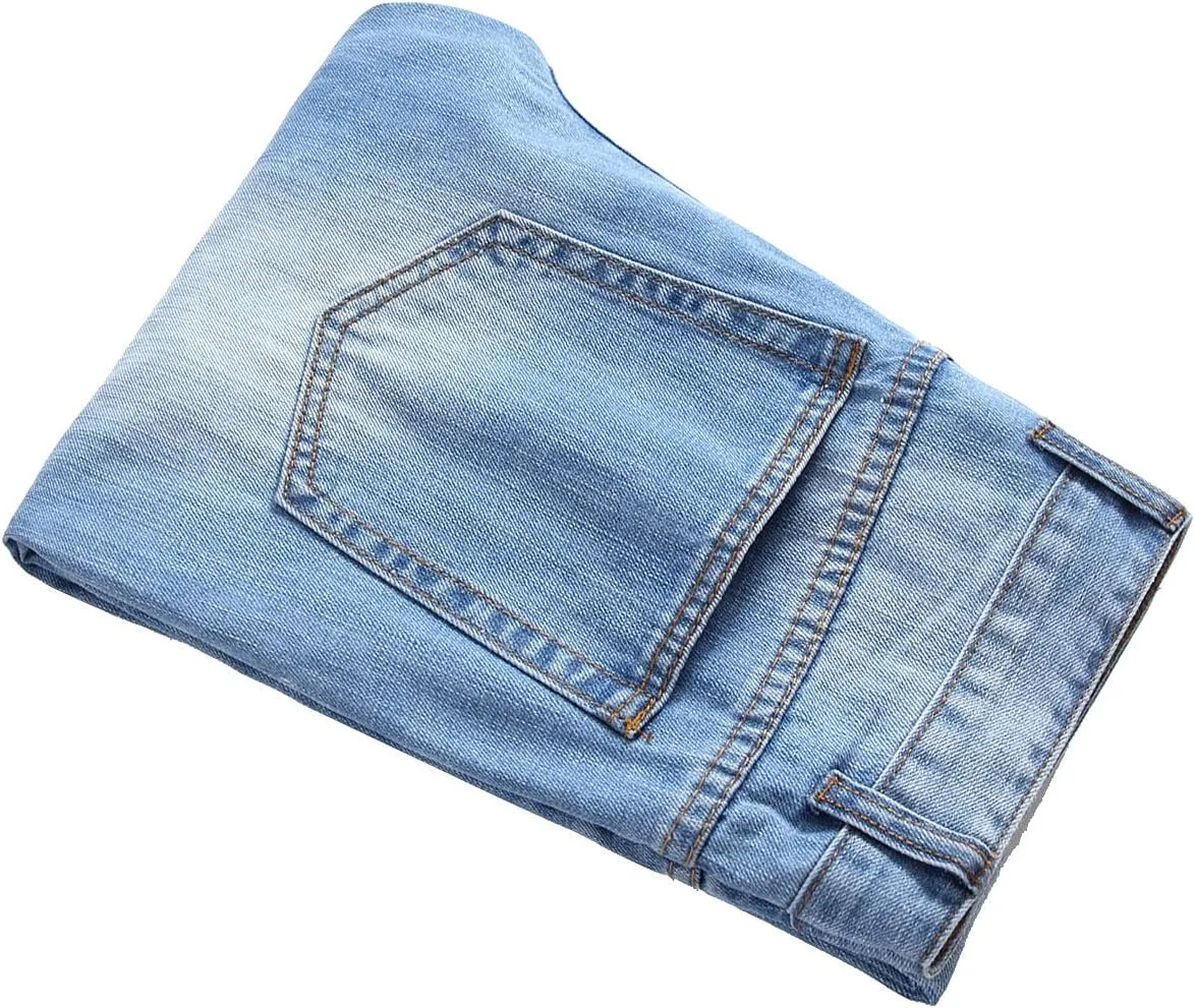 Men's Slim Fit Ripped Distressed Jeans Slim Straight Fit Denim Pants Slim Fit Straight Leg Denim Trouses