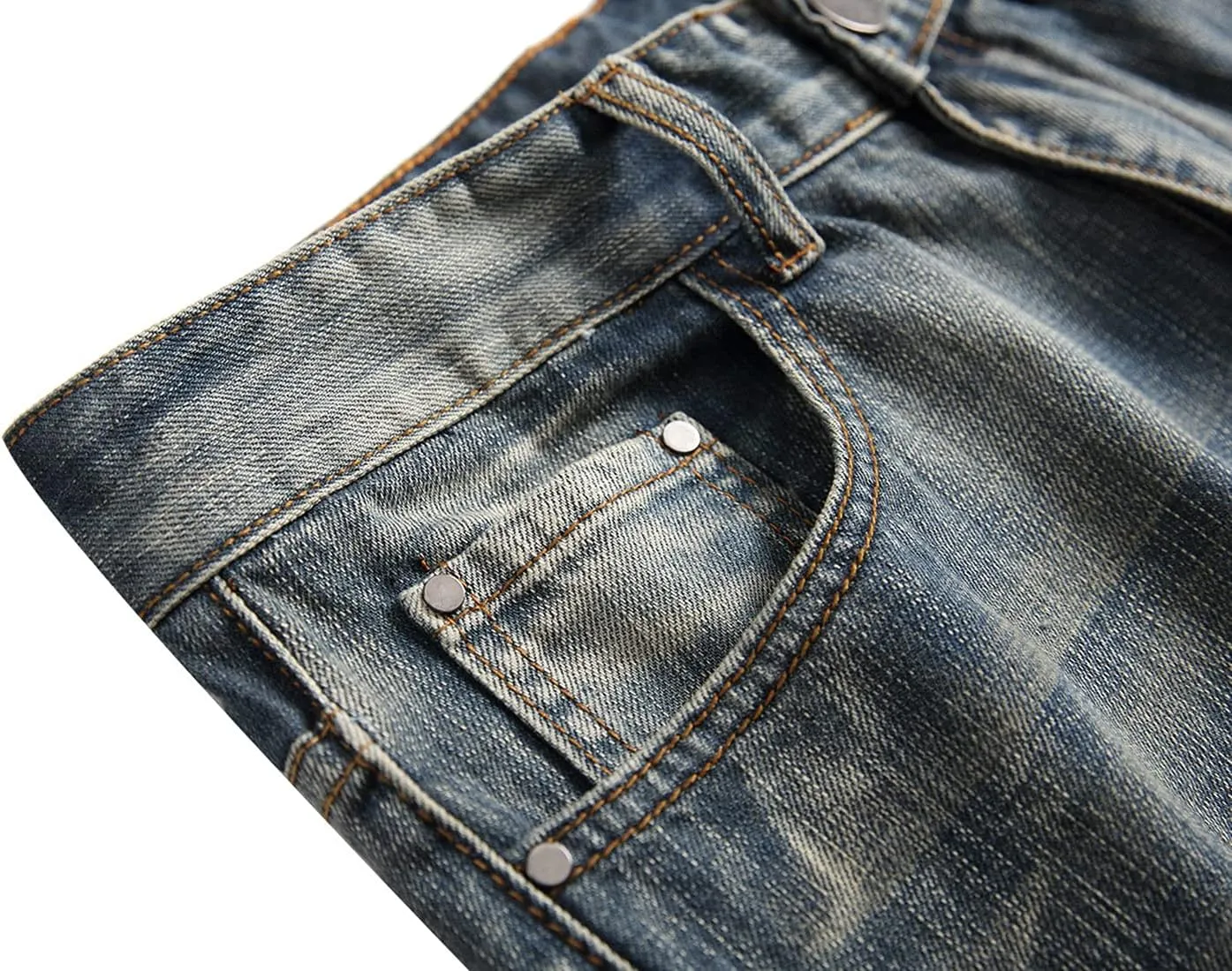 Men's Slim Fit Ripped Distressed Jeans Slim Straight Fit Denim Pants Slim Fit Straight Leg Denim Trouses