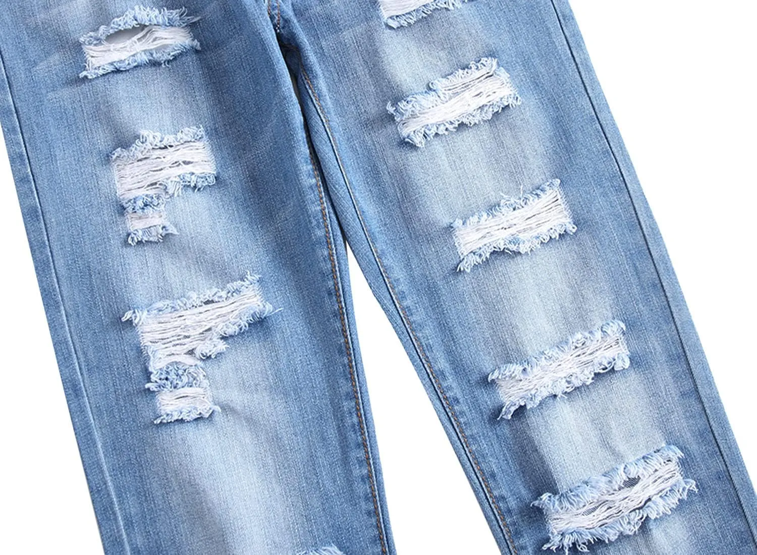 Men's Slim Fit Ripped Distressed Jeans Slim Straight Fit Denim Pants Slim Fit Straight Leg Denim Trouses