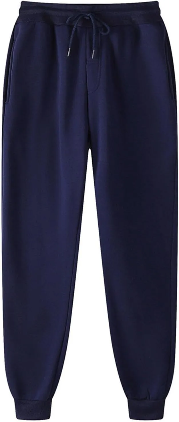Men's Solid Color Jogger Pants Trendy Casual Straight Wide Leg Trousers Fall Winter Workout Running Sweatpants