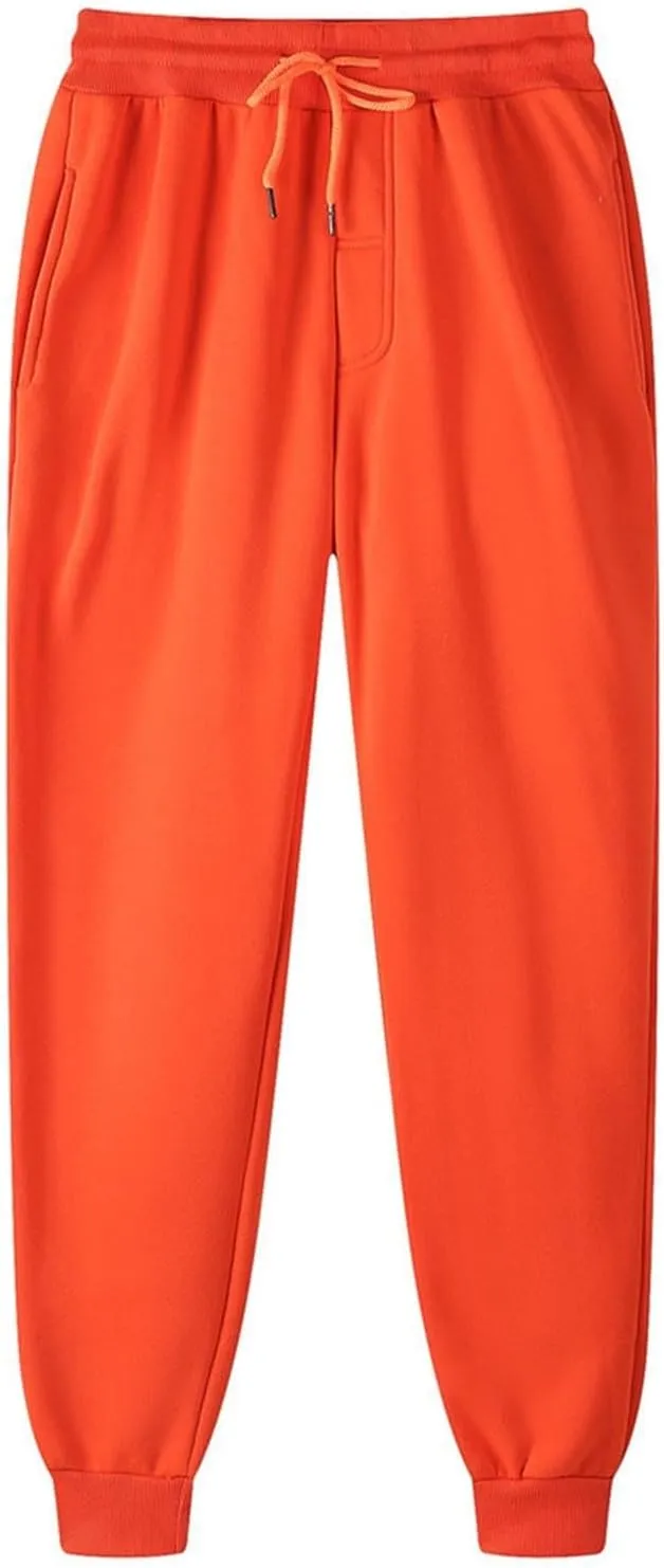 Men's Solid Color Jogger Pants Trendy Casual Straight Wide Leg Trousers Fall Winter Workout Running Sweatpants