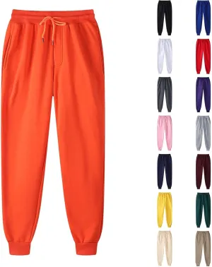 Men's Solid Color Jogger Pants Trendy Casual Straight Wide Leg Trousers Fall Winter Workout Running Sweatpants
