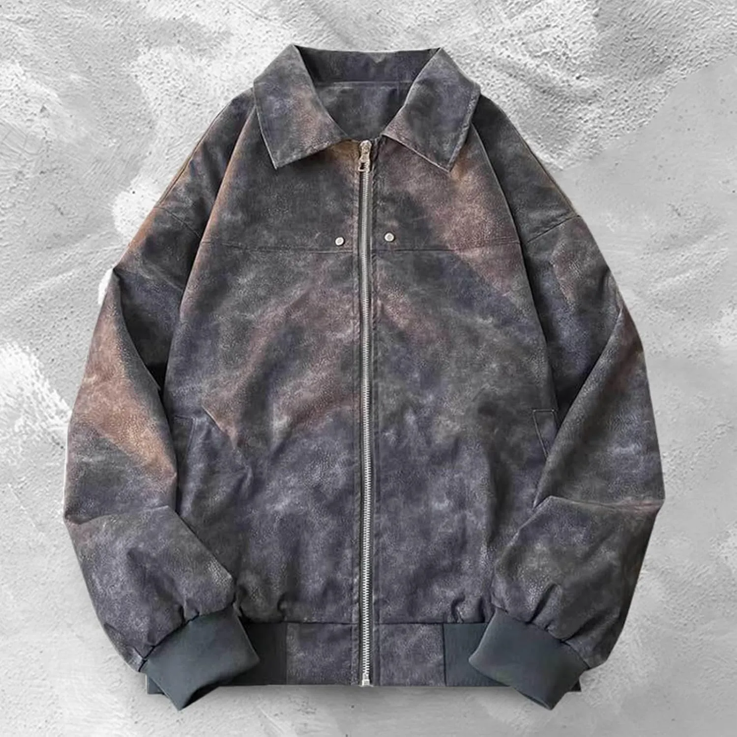 Mens Suede Leather Bomber Jackets Teen Boys Motorcycle Biker Zip Up Baseball Faux Leahter Lapel Collar Trucker Jacket