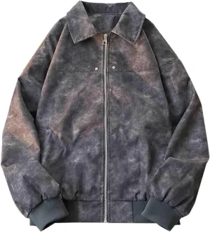 Mens Suede Leather Bomber Jackets Teen Boys Motorcycle Biker Zip Up Baseball Faux Leahter Lapel Collar Trucker Jacket