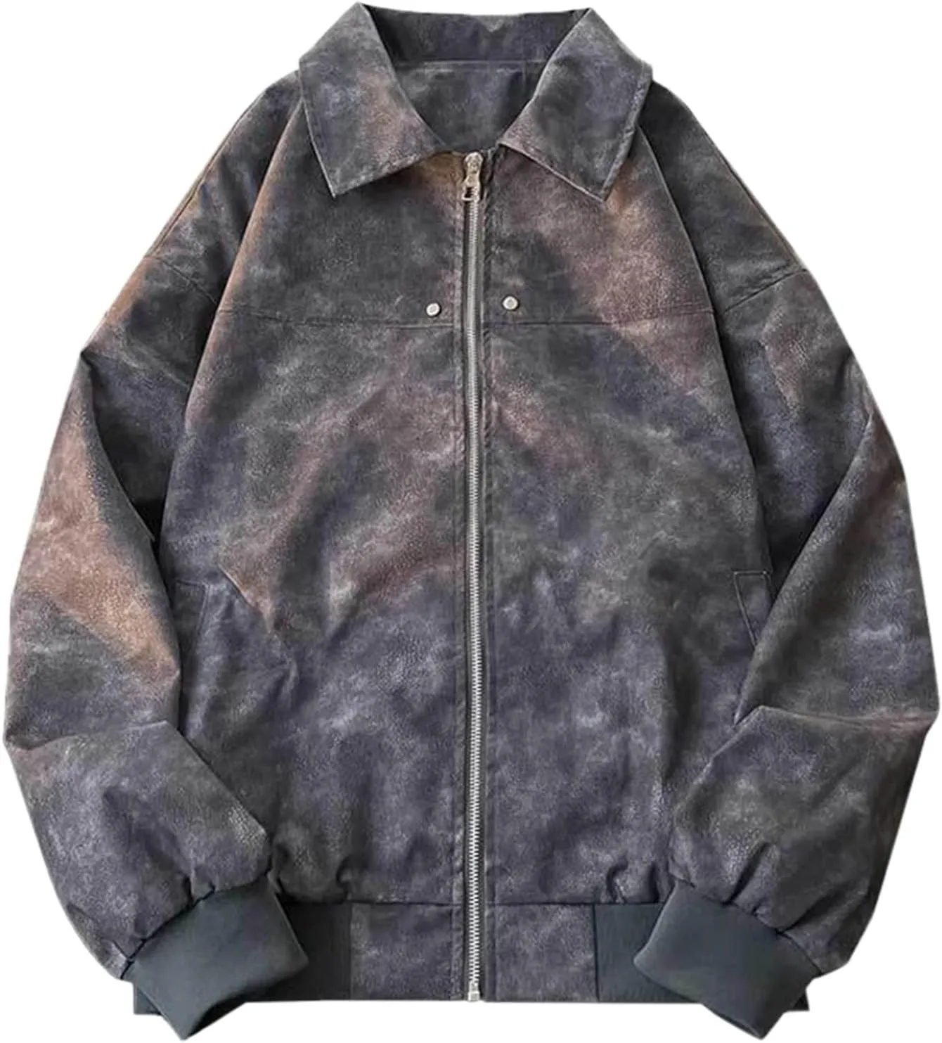Mens Suede Leather Bomber Jackets Teen Boys Motorcycle Biker Zip Up Baseball Faux Leahter Lapel Collar Trucker Jacket