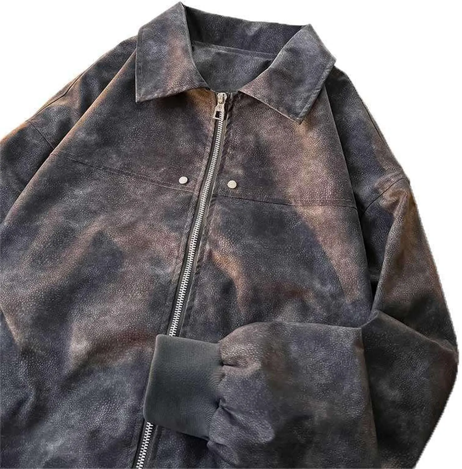 Mens Suede Leather Bomber Jackets Teen Boys Motorcycle Biker Zip Up Baseball Faux Leahter Lapel Collar Trucker Jacket