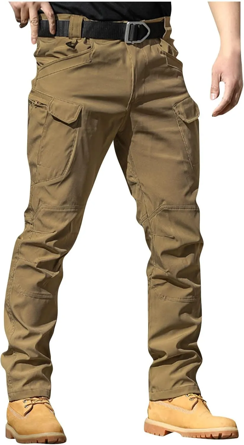 Men's Tactical Pants Waterproof Stretch Hiking Pants Multi Pockets Baggy Flex Camo Ripstop Cargo Pants Work Pants