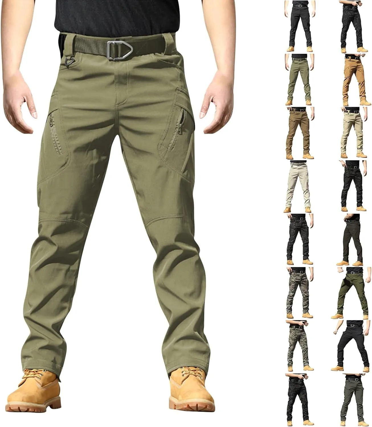 Men's Tactical Pants Waterproof Stretch Hiking Pants Multi Pockets Baggy Flex Camo Ripstop Cargo Pants Work Pants