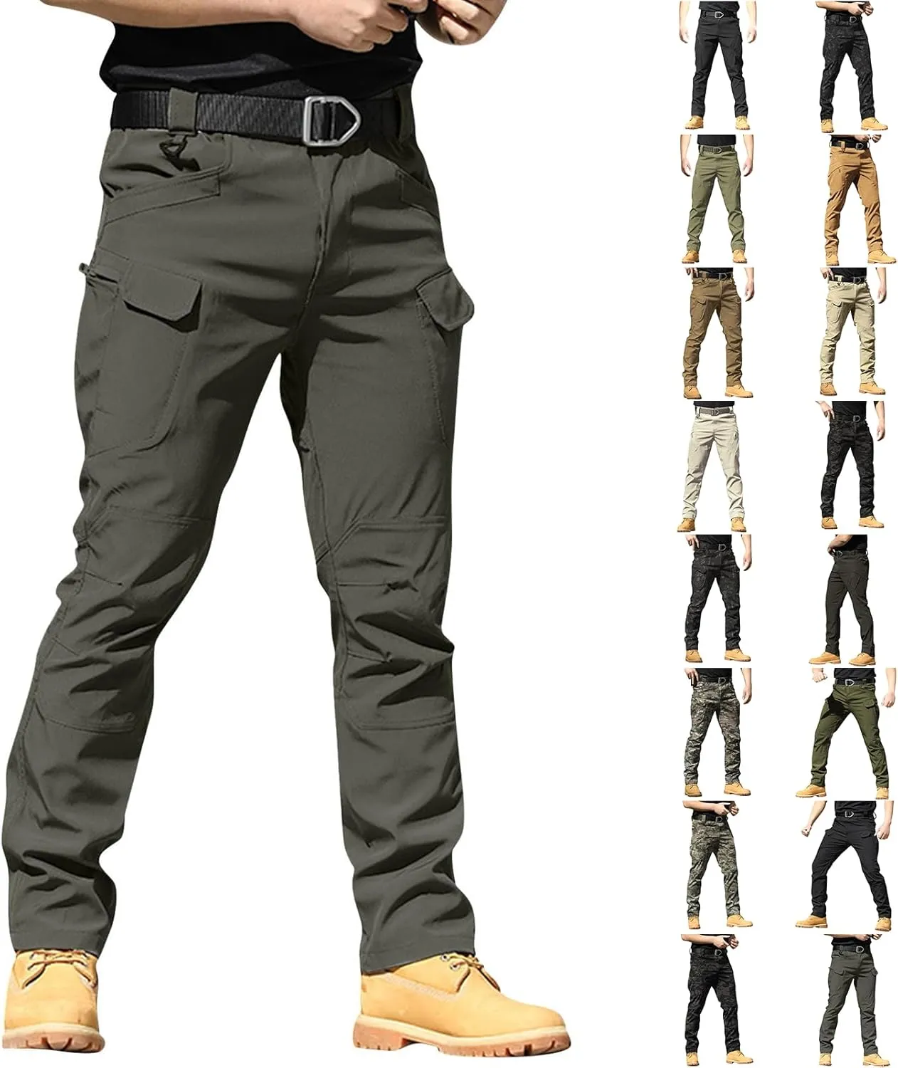 Men's Tactical Pants Waterproof Stretch Hiking Pants Multi Pockets Baggy Flex Camo Ripstop Cargo Pants Work Pants