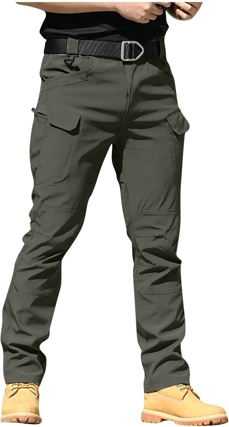 Men's Tactical Pants Waterproof Stretch Hiking Pants Multi Pockets Baggy Flex Camo Ripstop Cargo Pants Work Pants