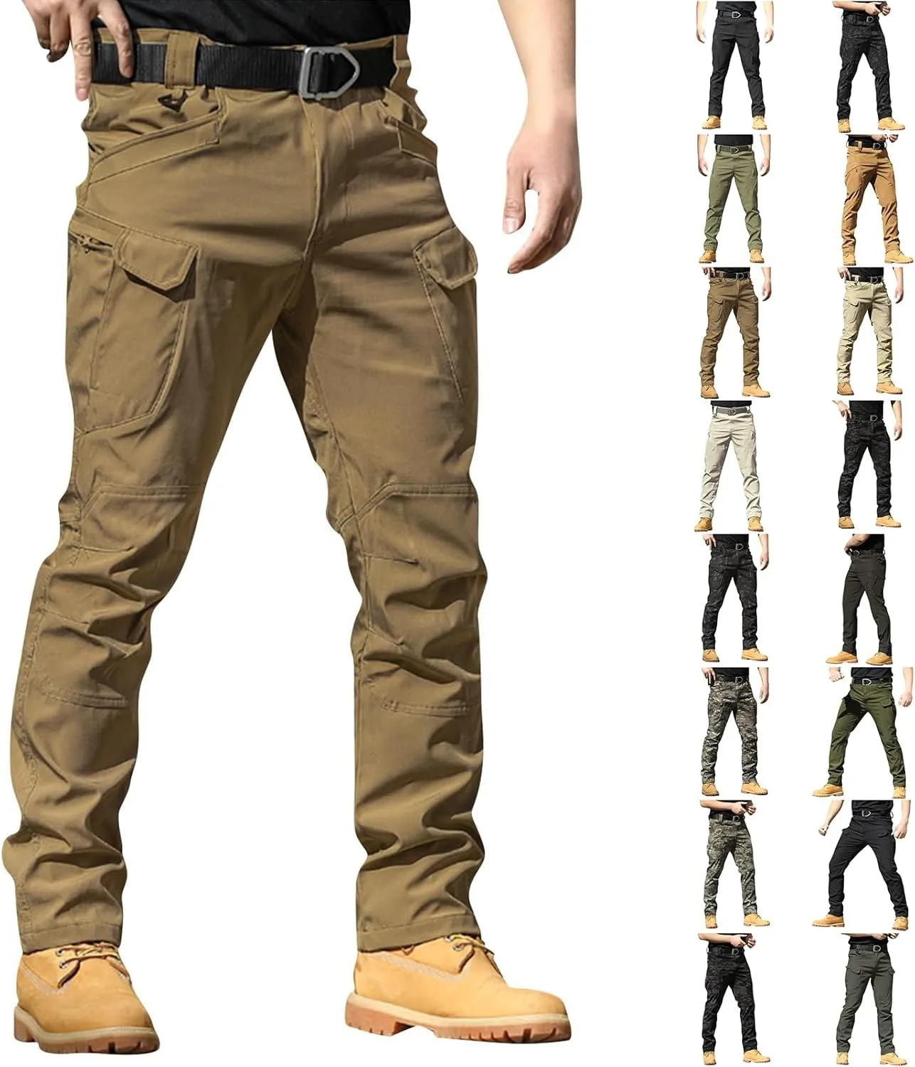 Men's Tactical Pants Waterproof Stretch Hiking Pants Multi Pockets Baggy Flex Camo Ripstop Cargo Pants Work Pants
