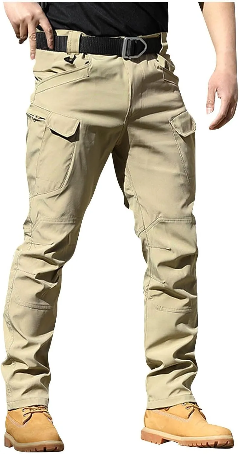 Men's Tactical Pants Waterproof Stretch Hiking Pants Multi Pockets Baggy Flex Camo Ripstop Cargo Pants Work Pants
