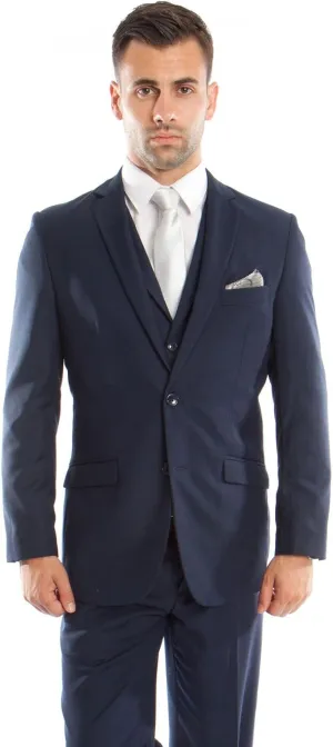 Mens Three Piece Slim Fit Solid Suit
