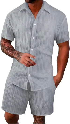 Men's Tracksuit Shirt and Shorts Set Hawaiian Button Down Shirts Vintage Short Sets 2 Piece Summer Outfits