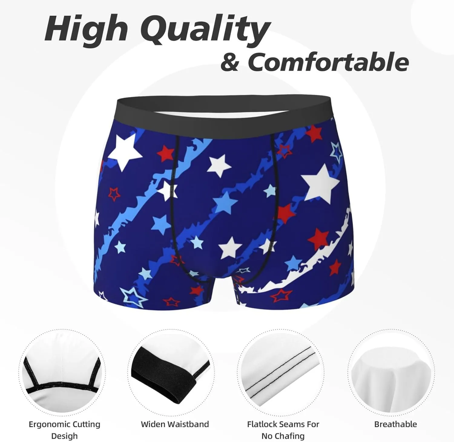Men's Underwear Boxer Briefs Breathable Wide Waistband Boxer Shorts Underwear