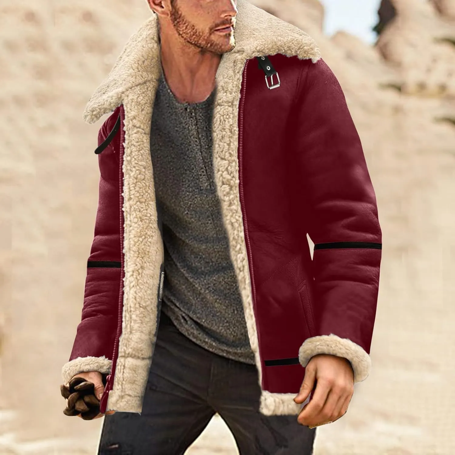 Men's Winter Jacket Windproof Coat Leisure Plus Size Hat Zip Pocket Cotton-Padded Warm Soft Hooded Jacket Coats