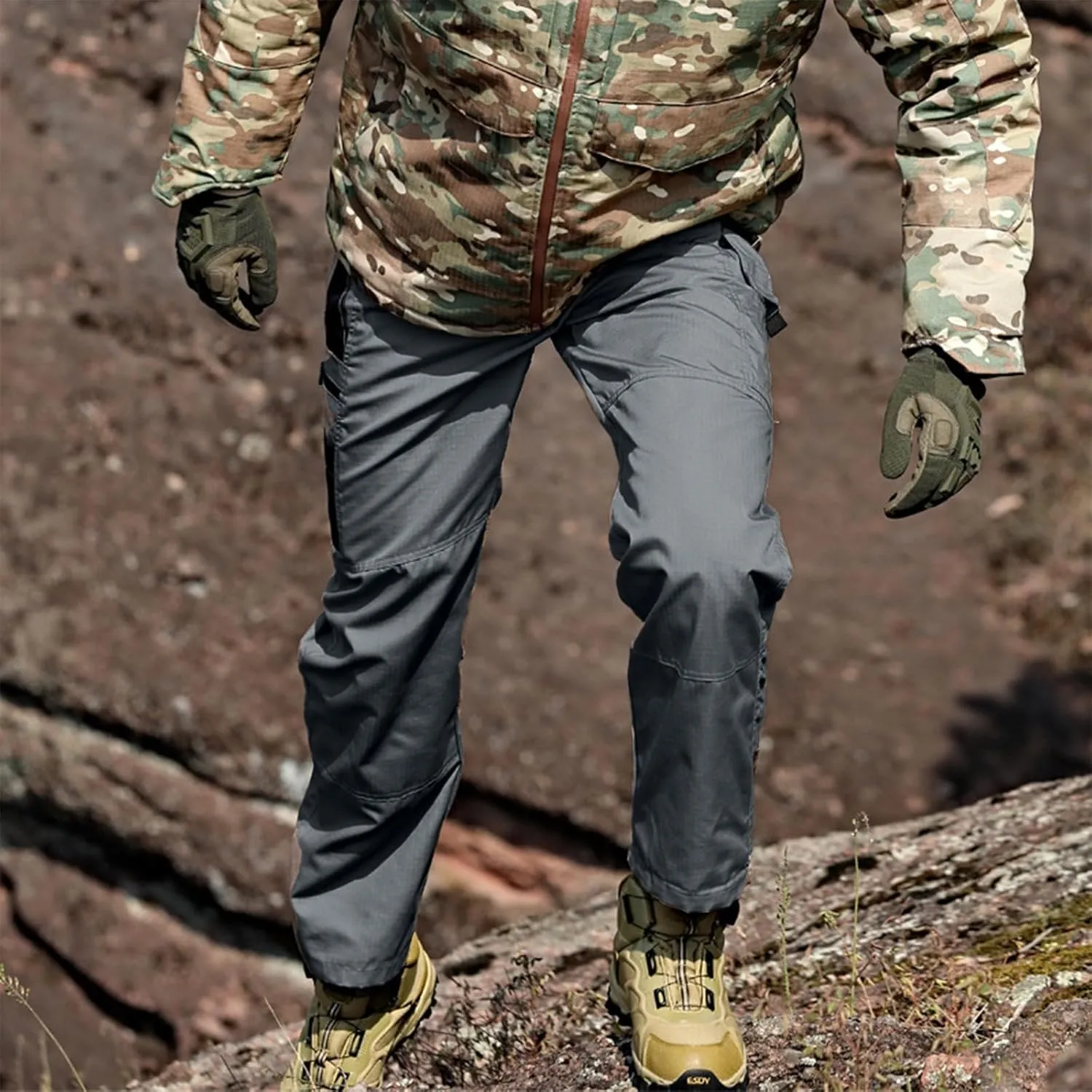 Men's Workout Cargo Pants Multi-Pocket Hiking Camping Slim Fit Pants