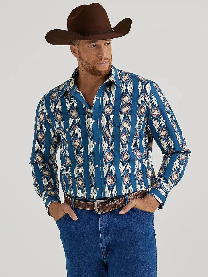 Men's Wrangler 112344419 Classic Fit Checotah® Western Long Sleeve Printed Shirtd