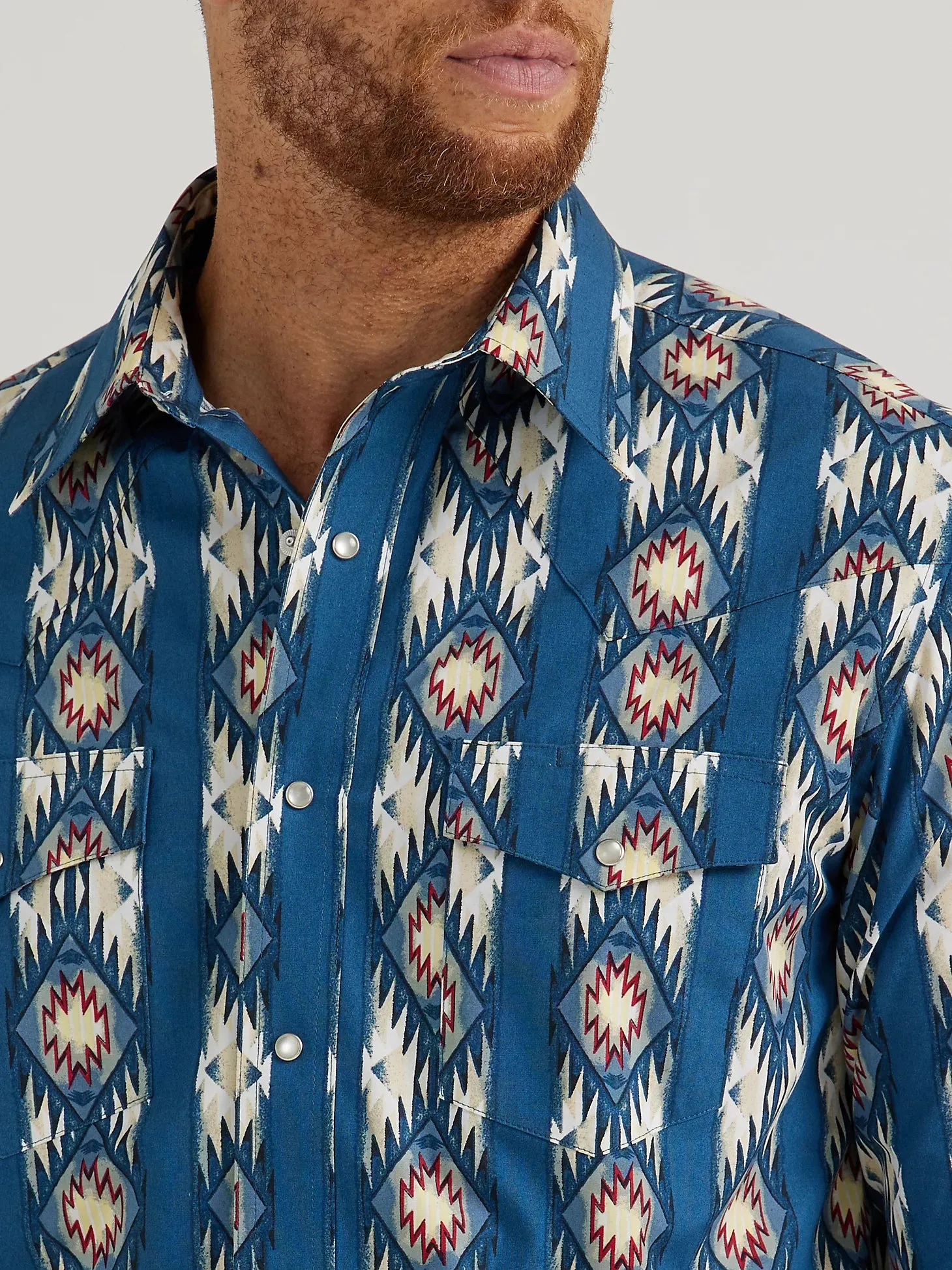 Men's Wrangler 112344419 Classic Fit Checotah® Western Long Sleeve Printed Shirtd