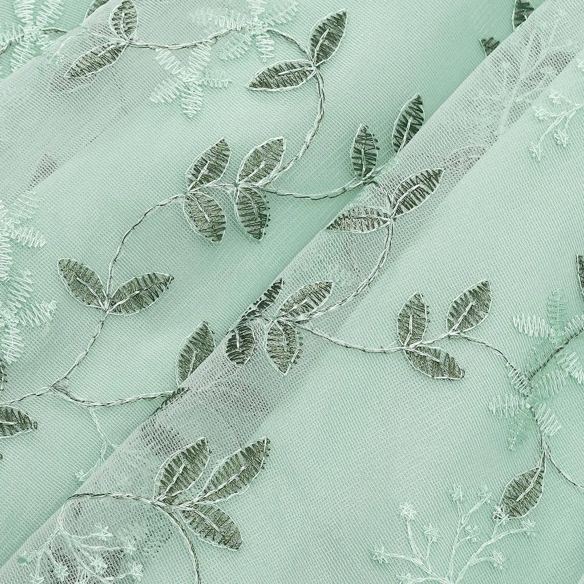 Mesh Embroidery Floral Dress for Women Short Sleeve Cocktail Tea Party Dress Keyhole Tie Formal Embroidered Tulle Prom Dress