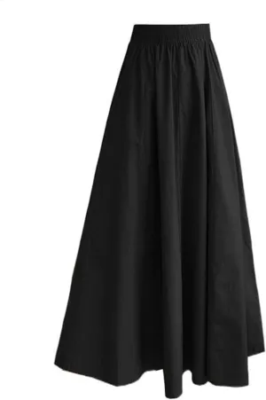 Mid-Length high-Waist Elastic Waist A-line Flared Skirt for Women in Spring.