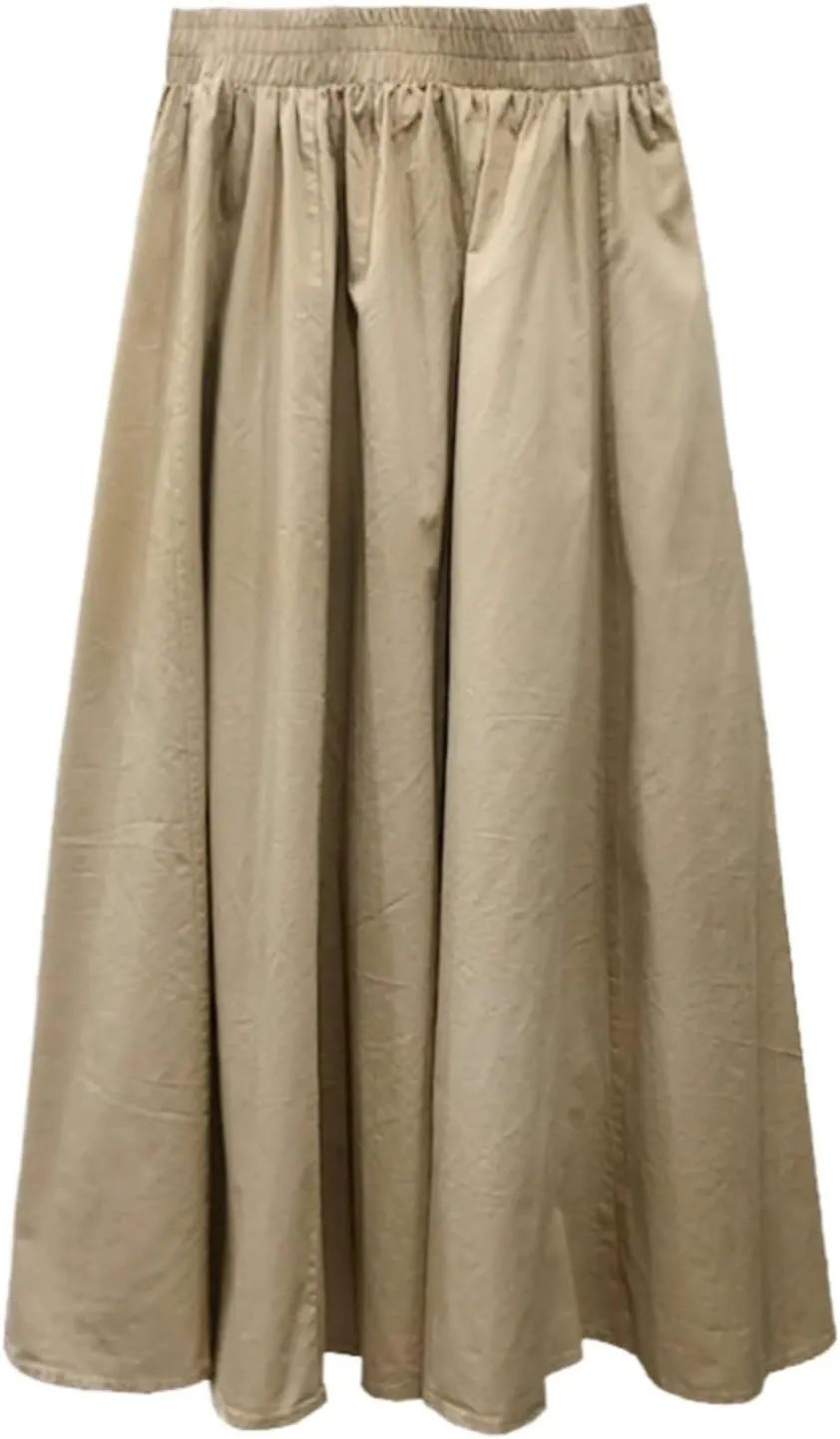 Mid-Length high-Waist Elastic Waist A-line Flared Skirt for Women in Spring.