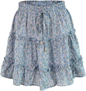 Mini Floral Skirts for Women Boho Elastic High Waisted Tiered Ruffle Skirt Summer 2025 Cute A Line Vacation Short Skirt