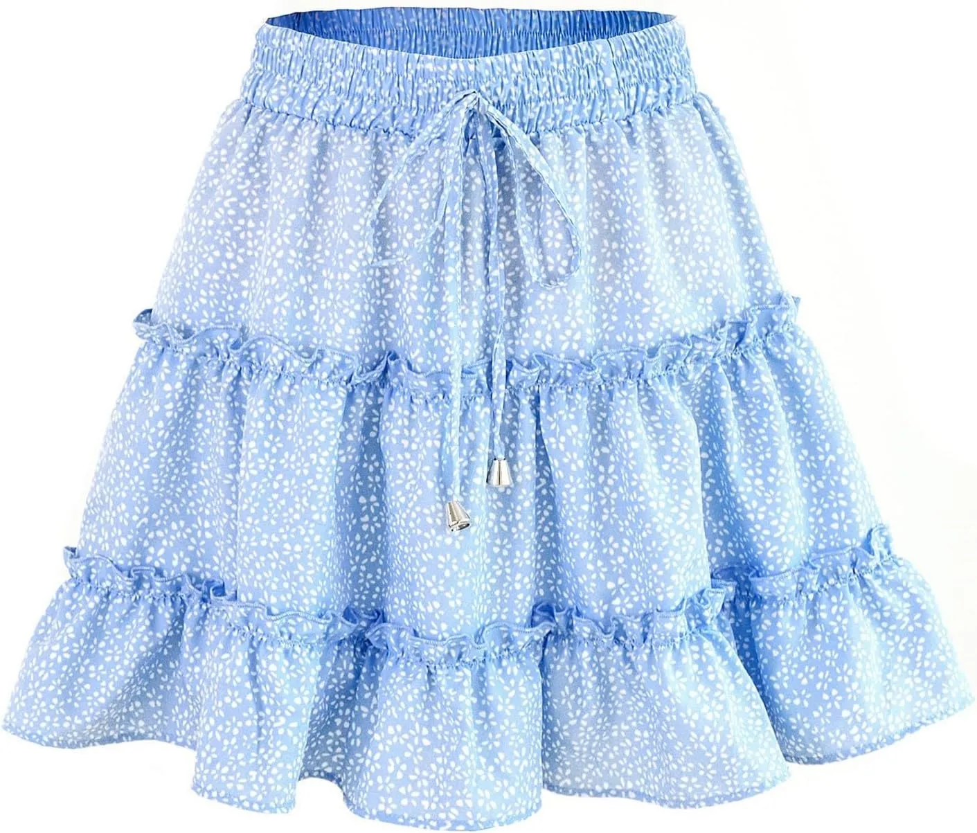 Mini Floral Skirts for Women Boho Elastic High Waisted Tiered Ruffle Skirt Summer 2025 Cute A Line Vacation Short Skirt