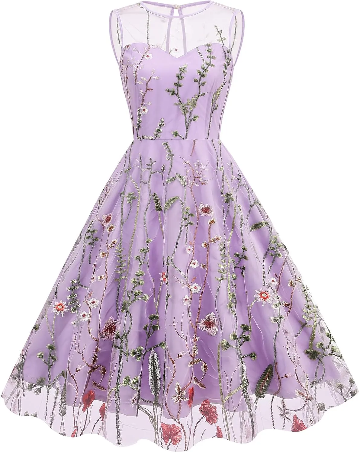 Mommy and Me Matching Floral Dresses Mom and Daughter Mesh Flower Embroidered Dress Women Girls Summer Tulle Embroidery Dress