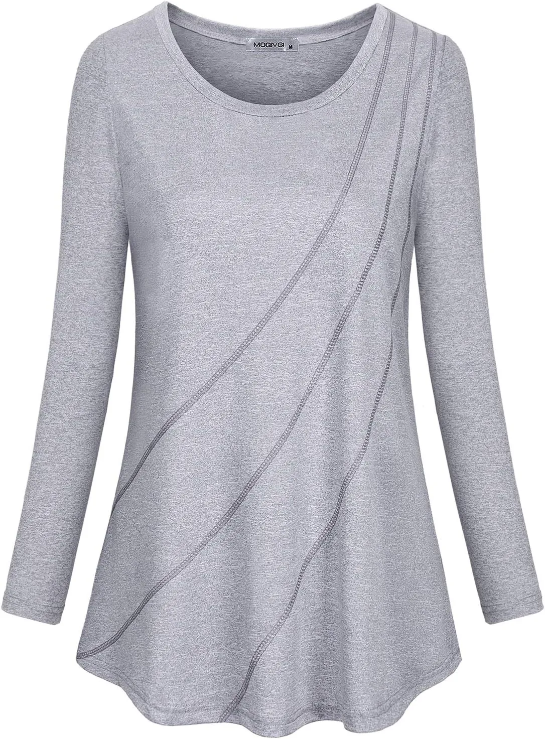 MOQIVGI Womens Crew Neck Casual Workout Tops Activewear Yoga Gym Sports Shirts