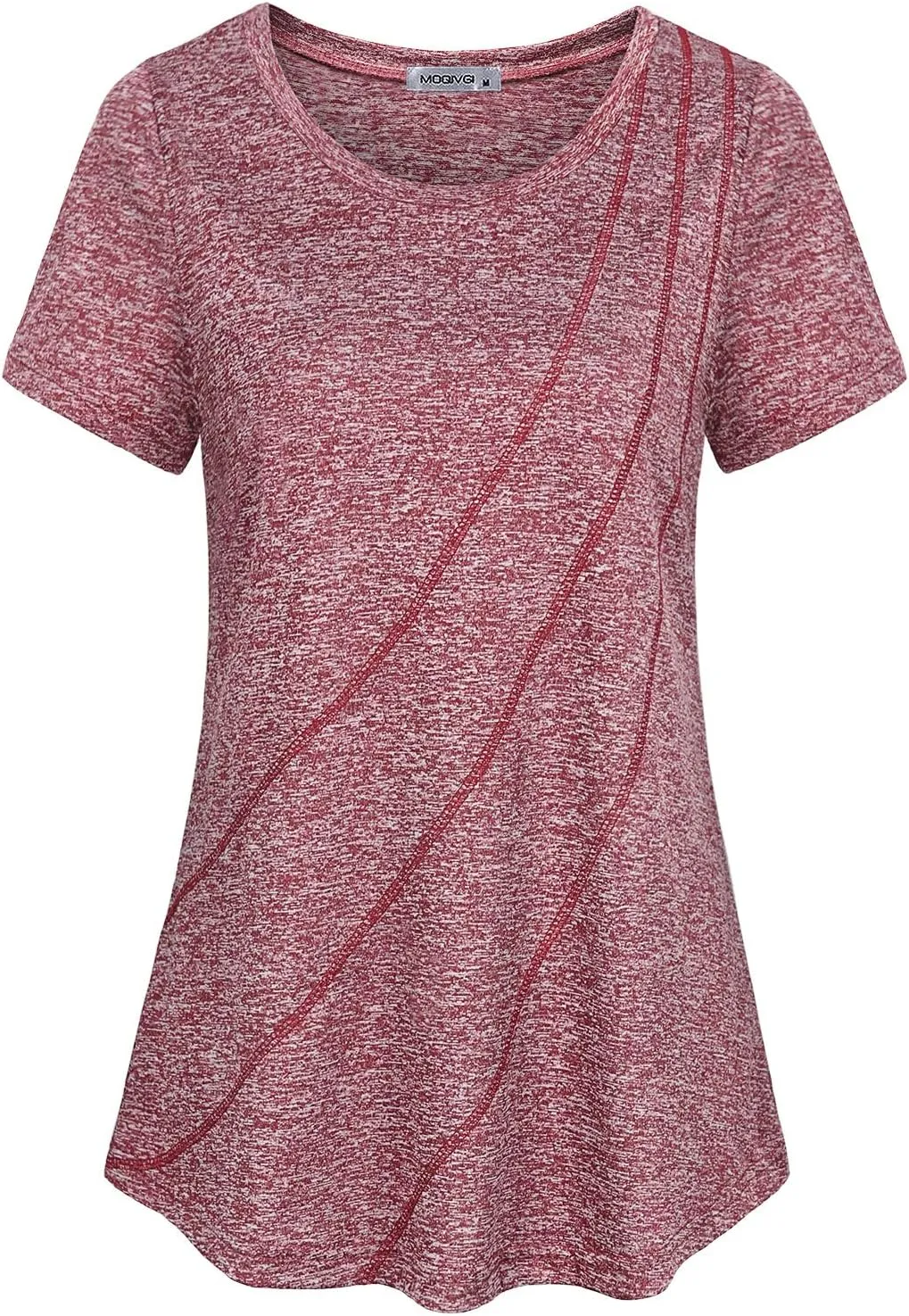 MOQIVGI Womens Crew Neck Casual Workout Tops Activewear Yoga Gym Sports Shirts